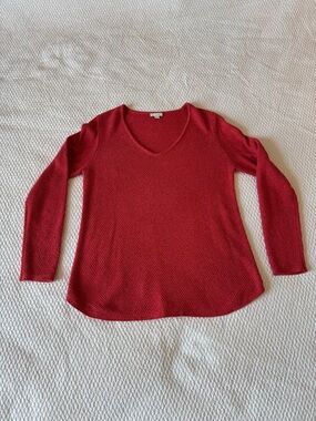 J Jill Coral Pink Knit Pullover V Neck Sweater Top Size S